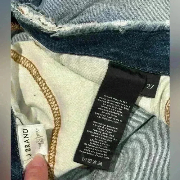 J Brand | Distressed Frayed Hem Blue Jean Medium to dark Wash Mini Skirt Sz 27 4 - Picture 3 of 7